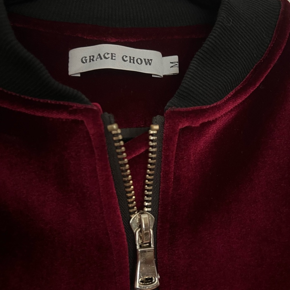 Grace Chow Velvet Bomber Jacket View 3